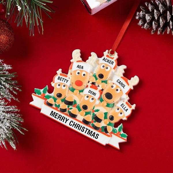 Custom Name Reindeer Family Xmas Ornament Personalized Christmas Decoration Gifts - WePrint