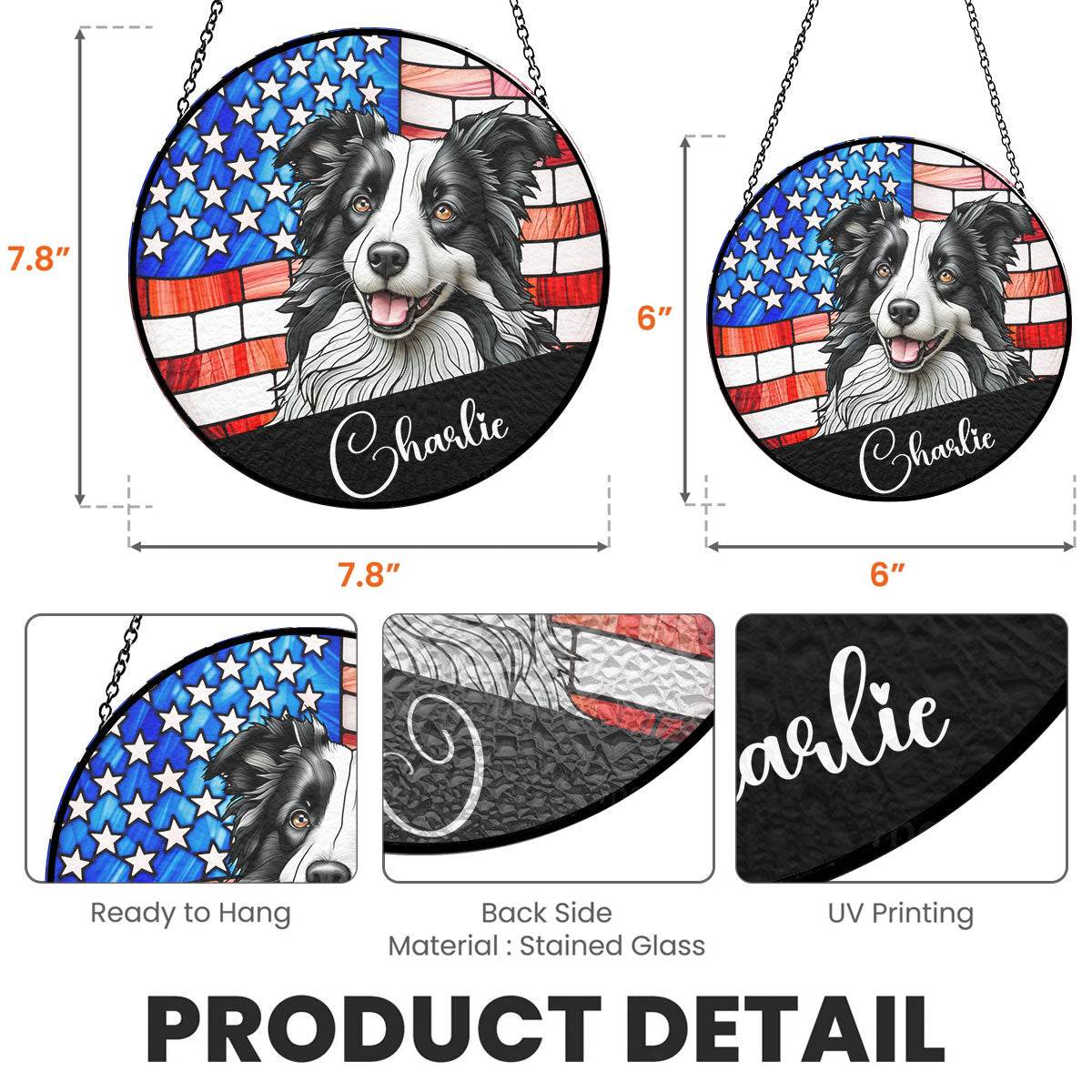 Portrait Dog America - Personalized Custom Window Hanging Suncatcher - WePrint