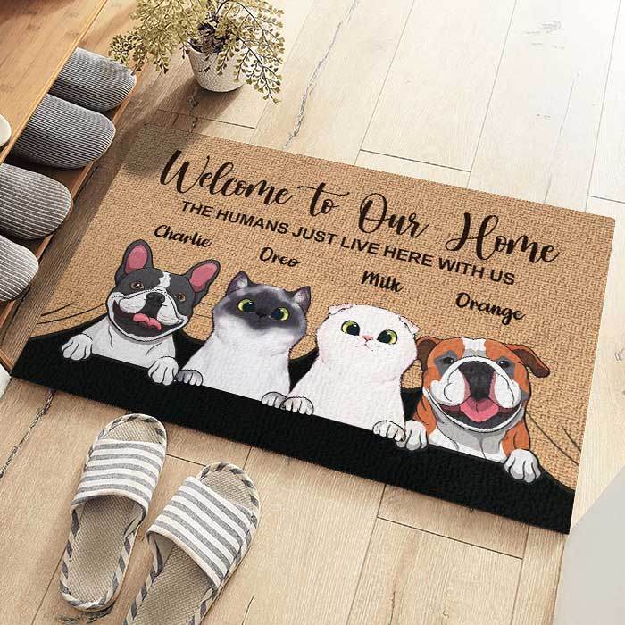 Welcome To The Pet Home - Funny Personalized Pet Decorative Mat, Doormat (Cat & Dog) - WePrint