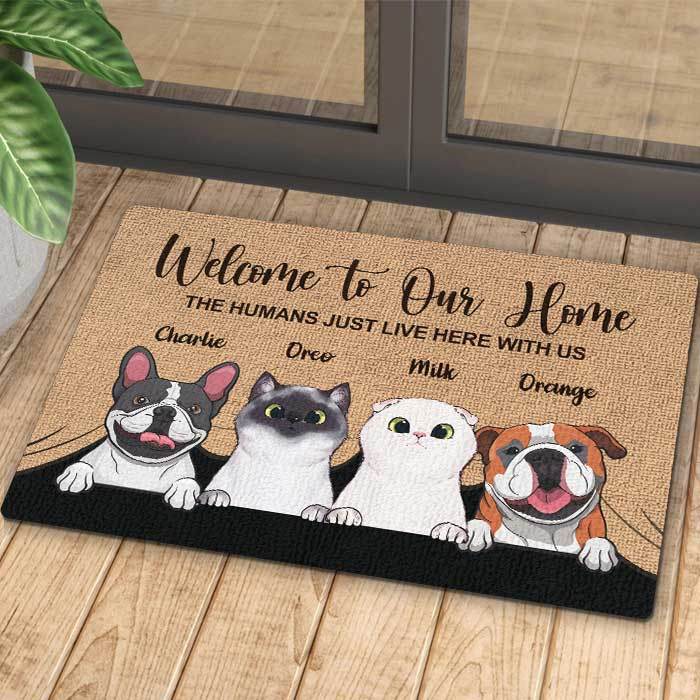 Welcome To The Pet Home - Funny Personalized Pet Decorative Mat, Doormat (Cat & Dog) - WePrint