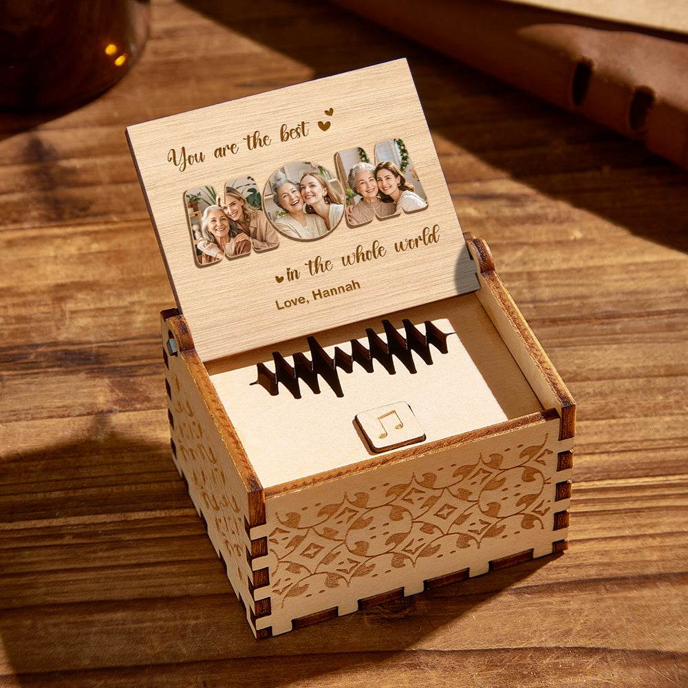 Personalized Wooden Photo Music Box Custom Best Mom Music Box Gift for Mother - WePrint