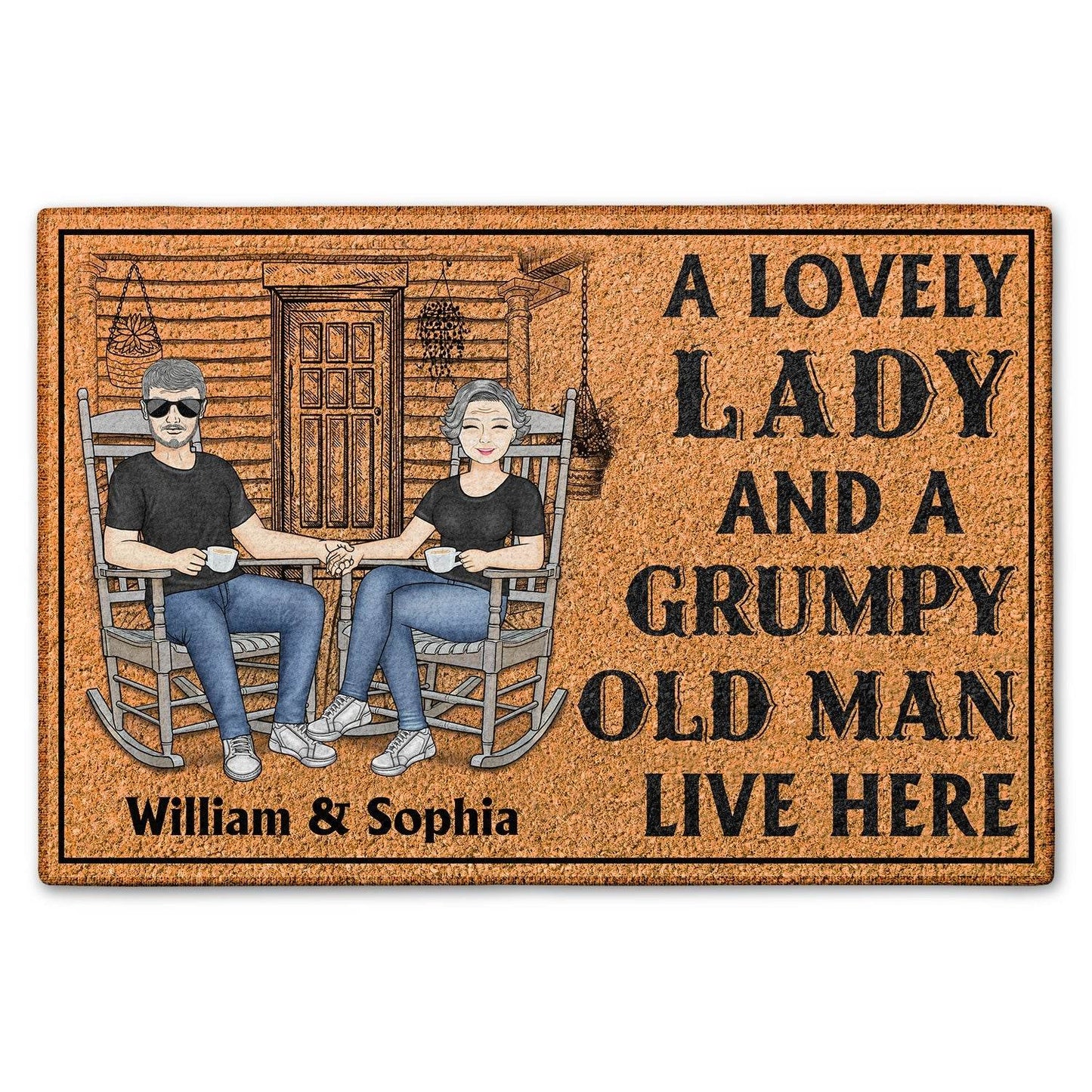 Family Couple A Lovely Lady And A Grumpy Old Man Live Here - Couple Gift - Personalized Custom Doormat - WePrint