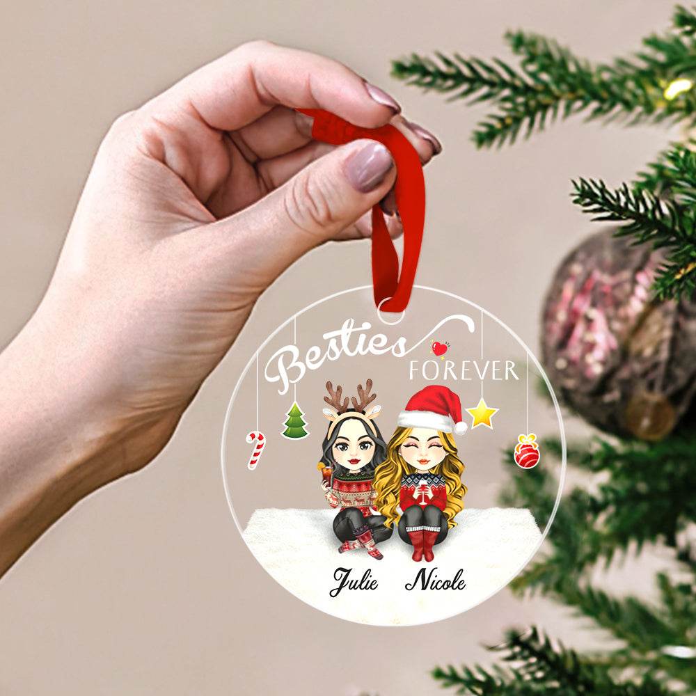 Besties Forever Custom Engraved Ornaments Christmas Tree Decoration Gifts for Friends - WePrint