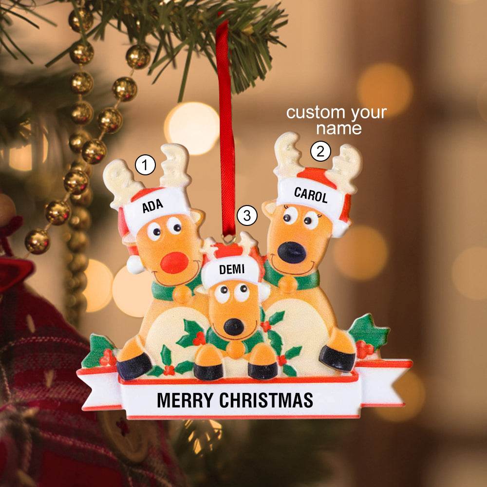 Custom Name Reindeer Family Xmas Ornament Personalized Christmas Decoration Gifts - WePrint