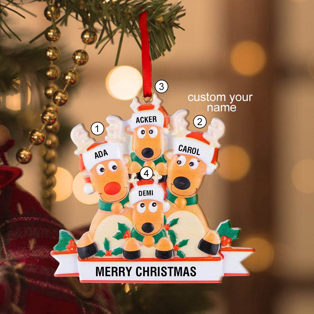 Custom Name Reindeer Family Xmas Ornament Personalized Christmas Decoration Gifts - WePrint