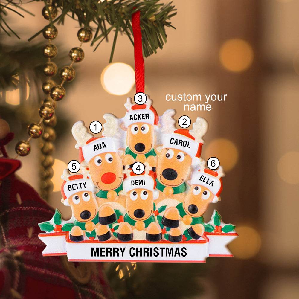 Custom Name Reindeer Family Xmas Ornament Personalized Christmas Decoration Gifts - WePrint