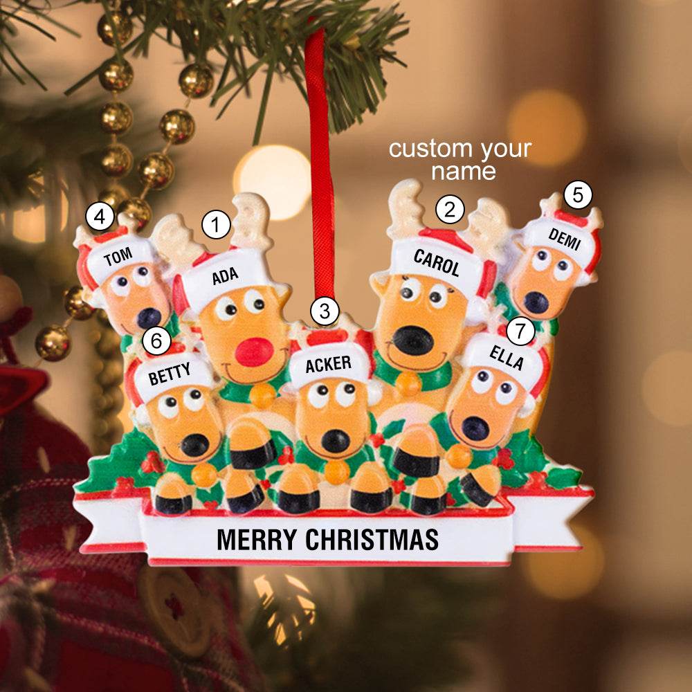Custom Name Reindeer Family Xmas Ornament Personalized Christmas Decoration Gifts - WePrint