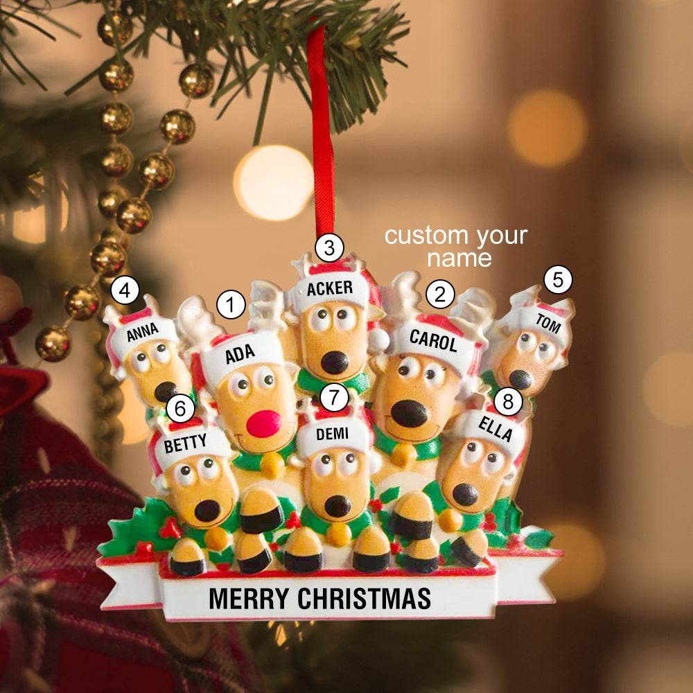 Custom Name Reindeer Family Xmas Ornament Personalized Christmas Decoration Gifts - WePrint
