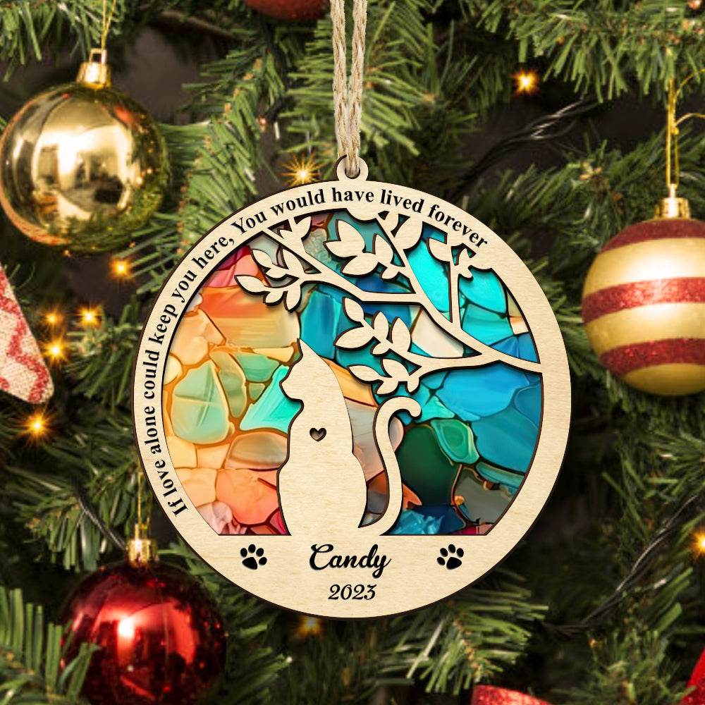 Custom Cat Memorial Suncatcher Pet Memorial Ornament Loss of Pet Sympathy Gift - WePrint
