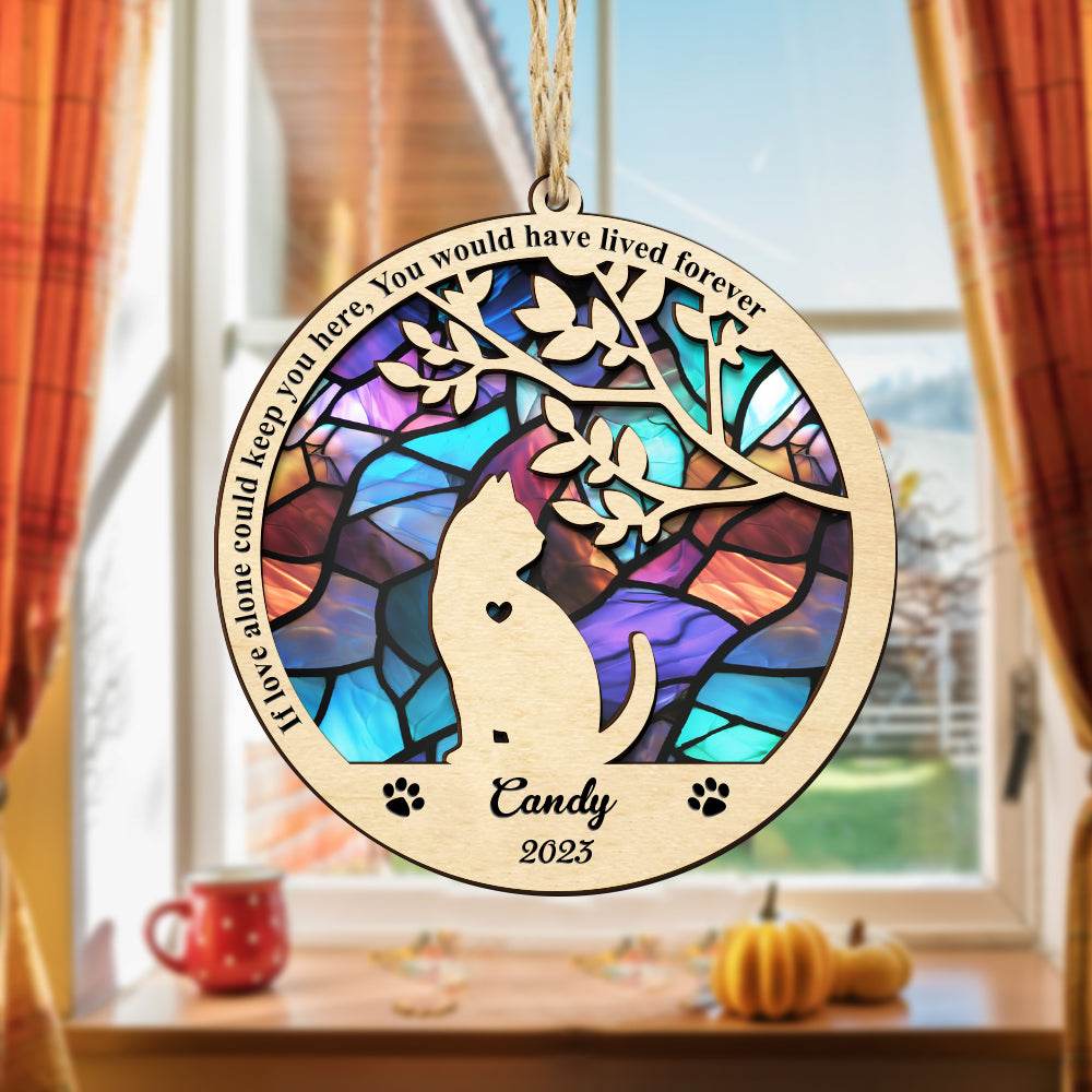 Custom Cat Memorial Suncatcher Pet Memorial Ornament Loss of Pet Sympathy Gift - WePrint