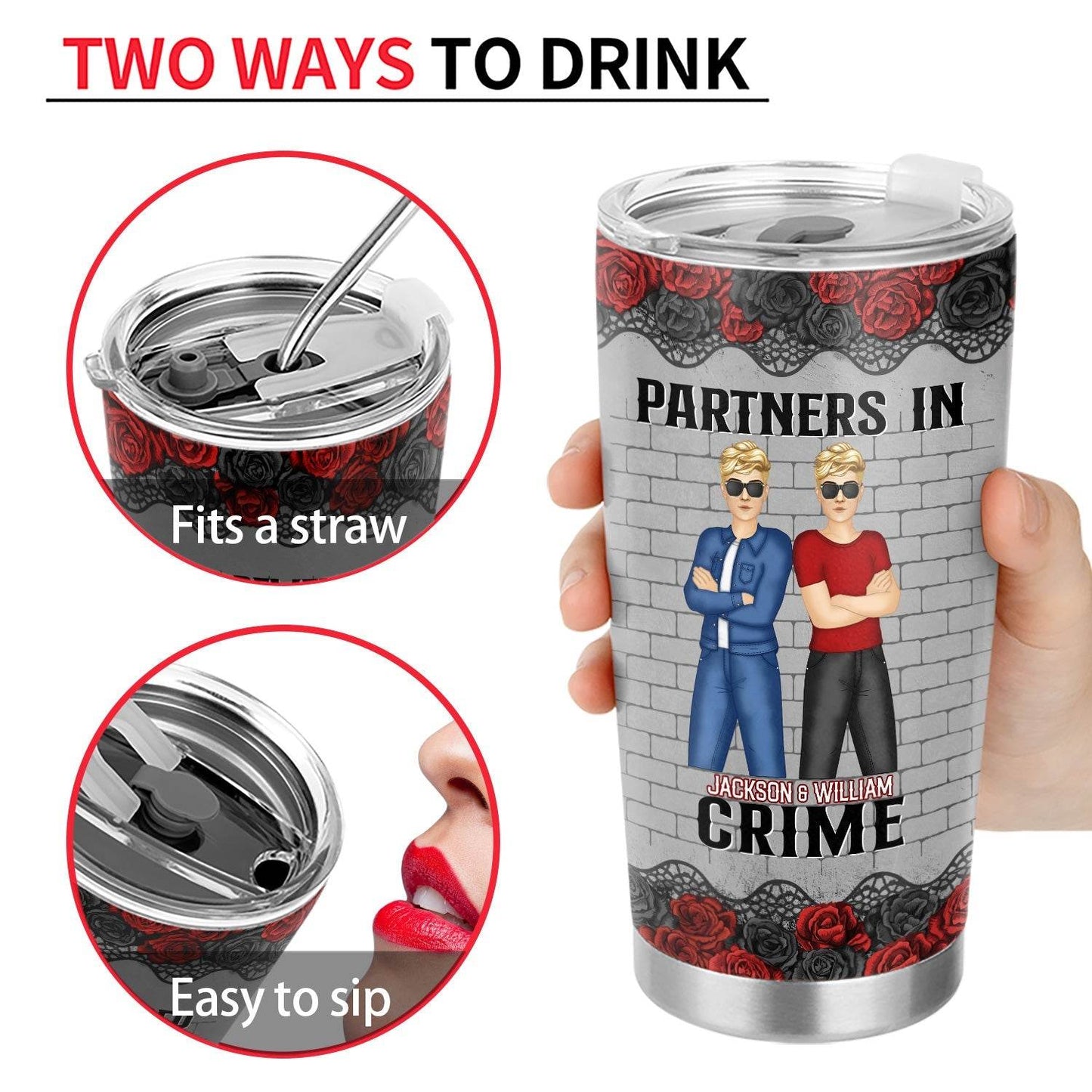 Bestie Partners In Crime If We Get Caught - Personalized Custom Tumbler - WePrint