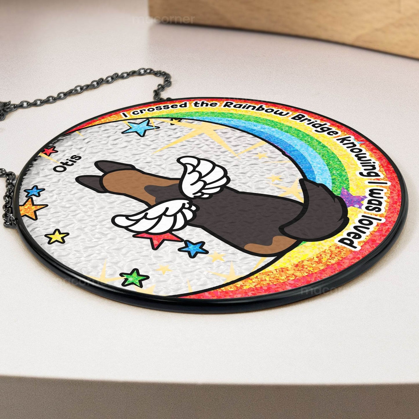 I Crossed The Rainbow Bridge - Personalized Stained Glass Window Hanging Suncatcher - WePrint