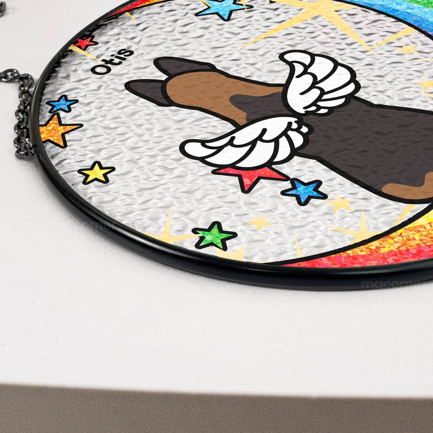 I Crossed The Rainbow Bridge - Personalized Stained Glass Window Hanging Suncatcher - WePrint