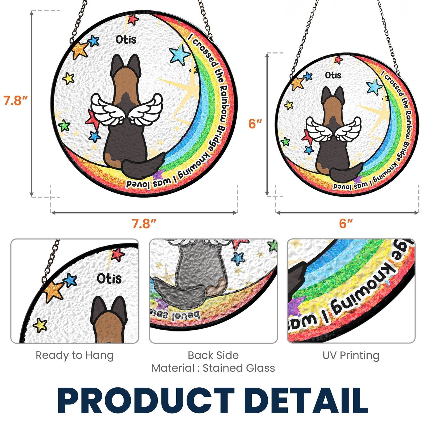 I Crossed The Rainbow Bridge - Personalized Stained Glass Window Hanging Suncatcher - WePrint