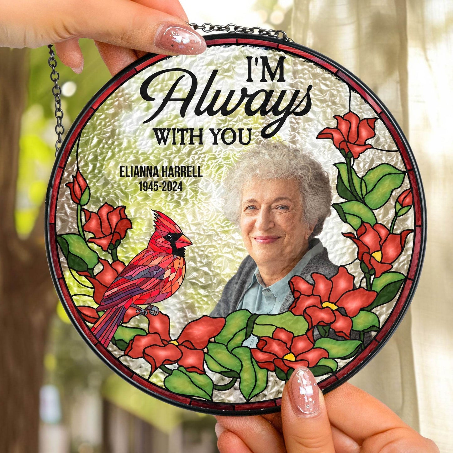 I'm Always With You - Personalized Photo Stained Glass Window Hanging Suncatcher - WePrint