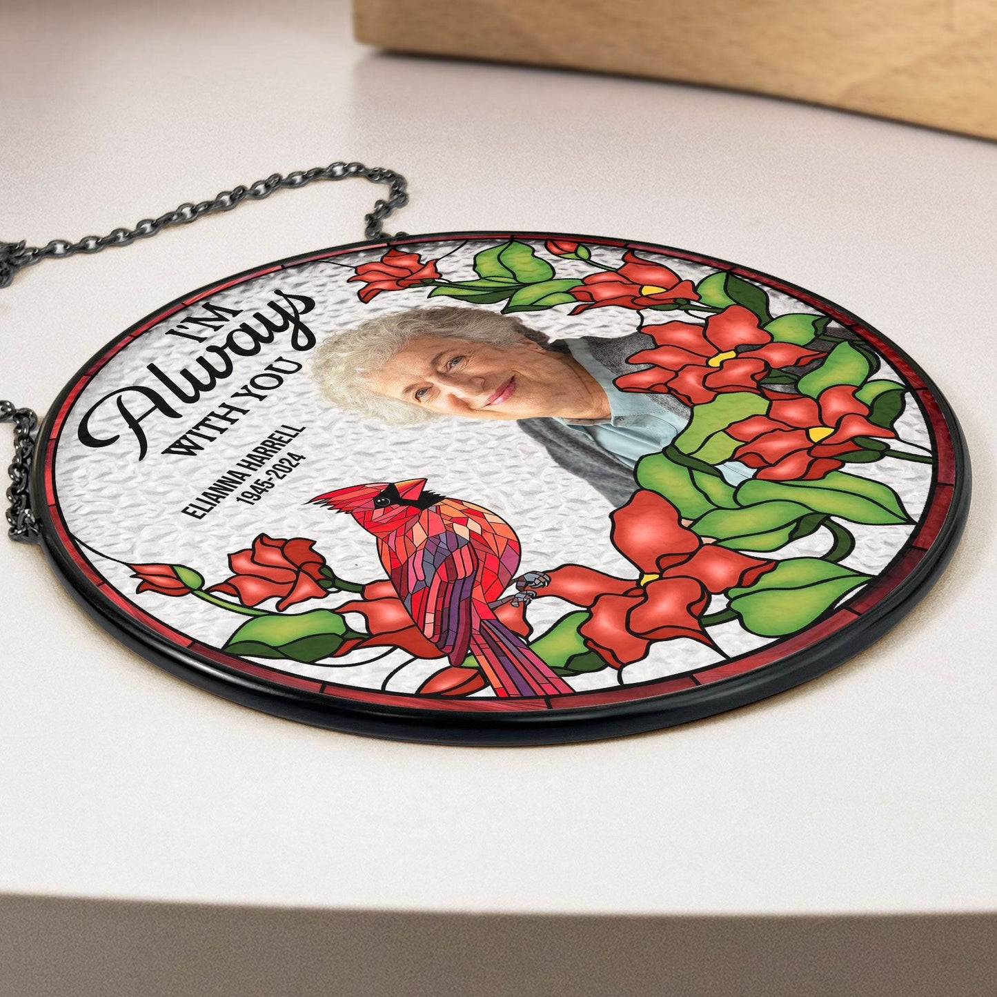 I'm Always With You - Personalized Photo Stained Glass Window Hanging Suncatcher - WePrint