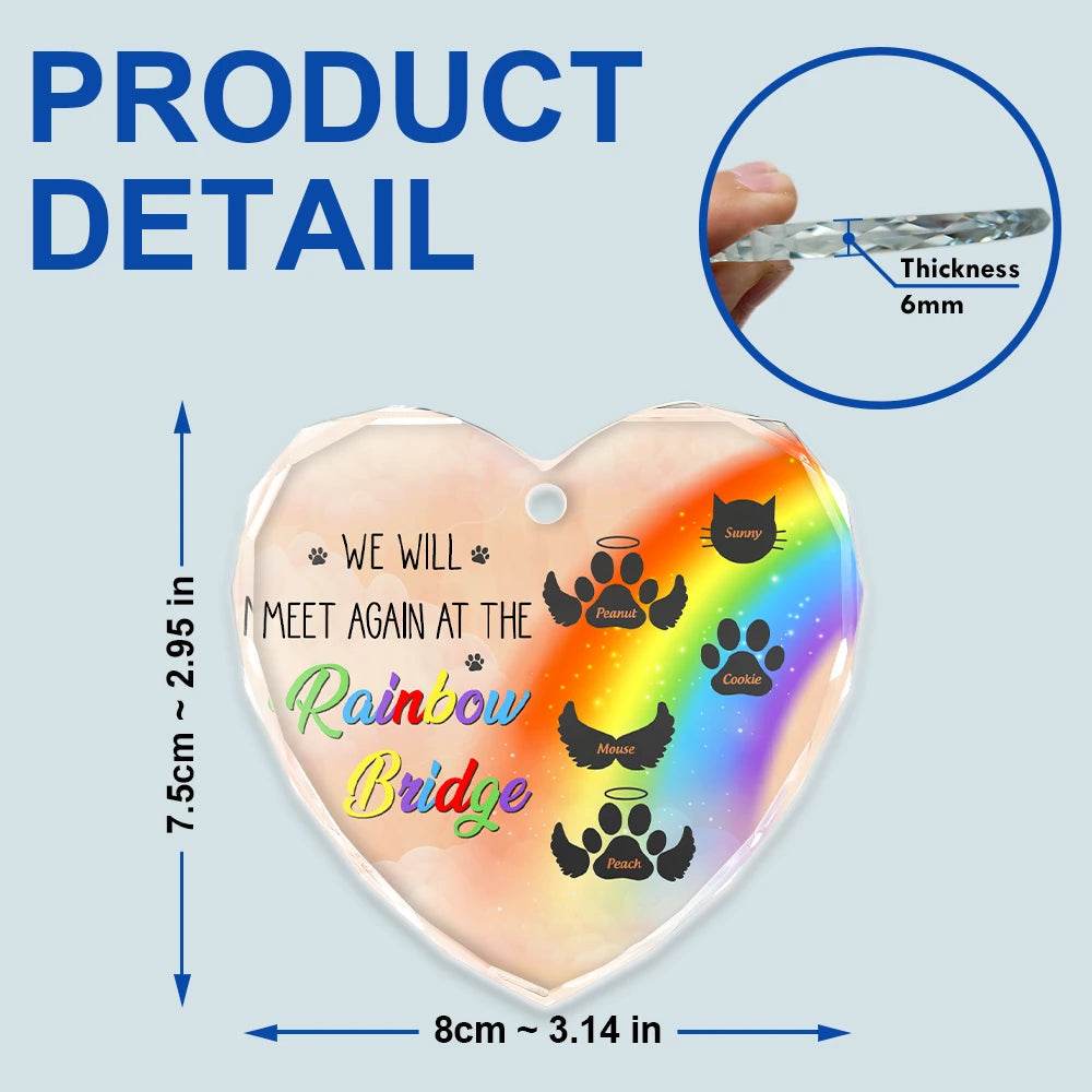 Memorial Dog Cat A Piece Of My Heart Is At The Rainbow Bridge - Personalized Heart Shaped Glass Ornament - WePrint