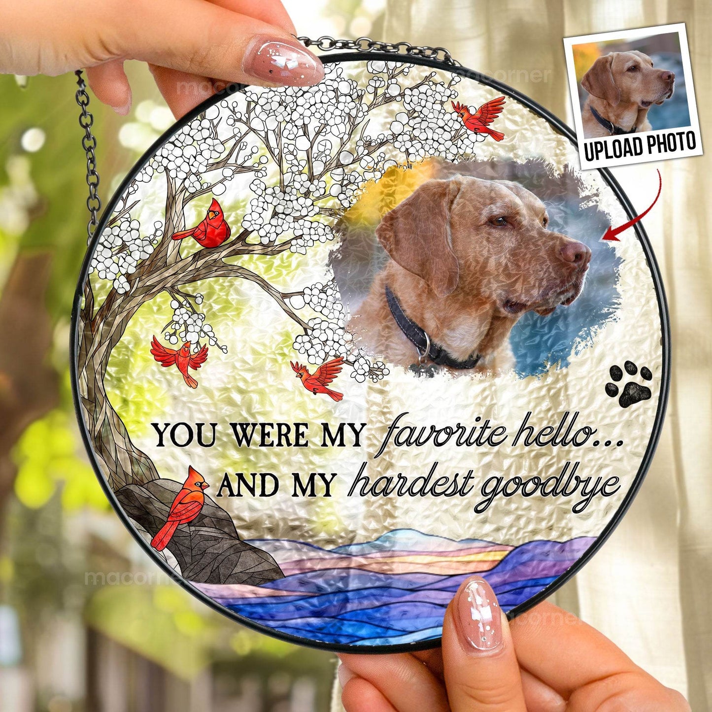 Pet Loss - Personalized Photo Stained Glass Window Hanging Suncatcher - WePrint