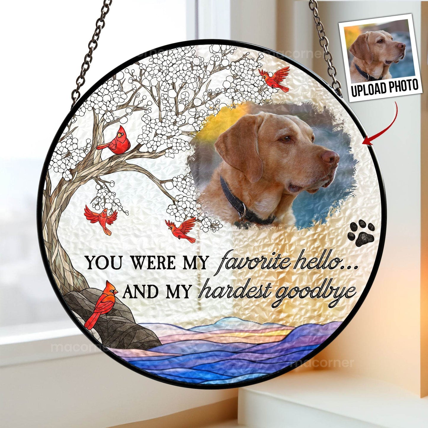 Pet Loss - Personalized Photo Stained Glass Window Hanging Suncatcher - WePrint