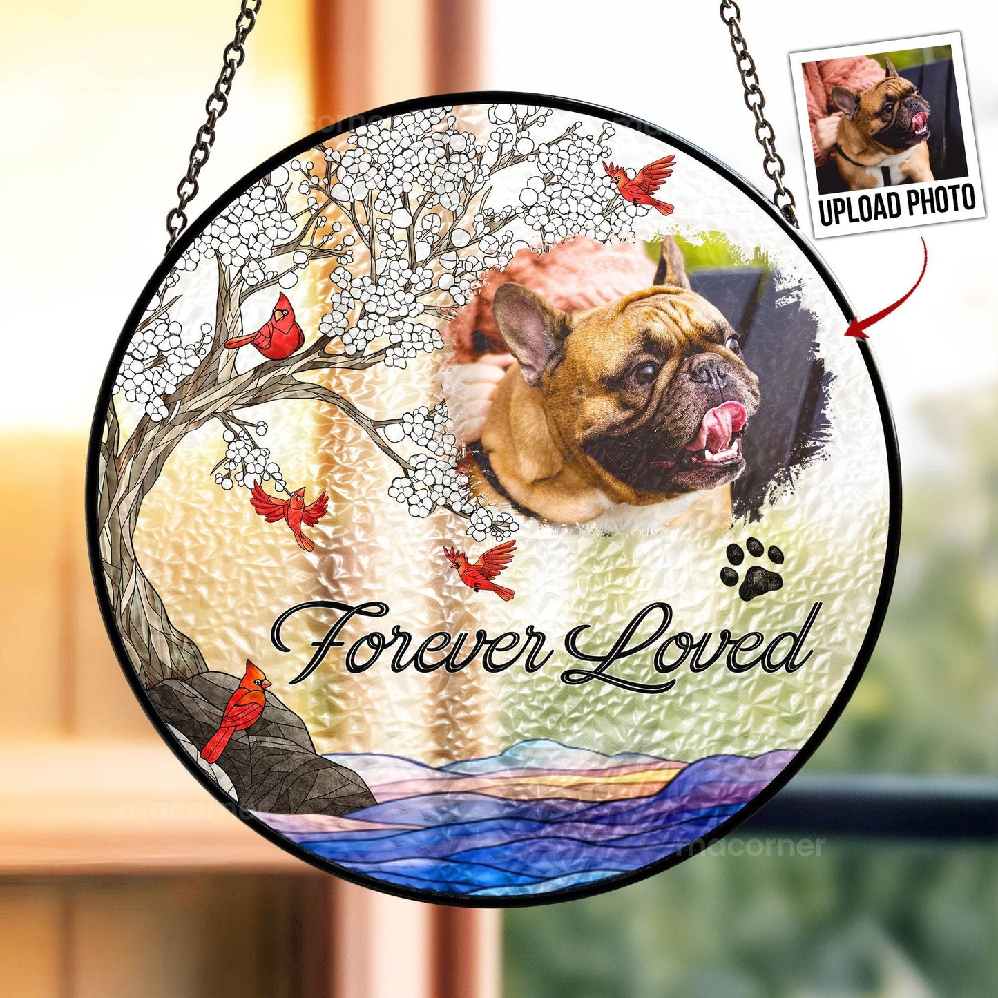 Pet Loss - Personalized Photo Stained Glass Window Hanging Suncatcher - WePrint