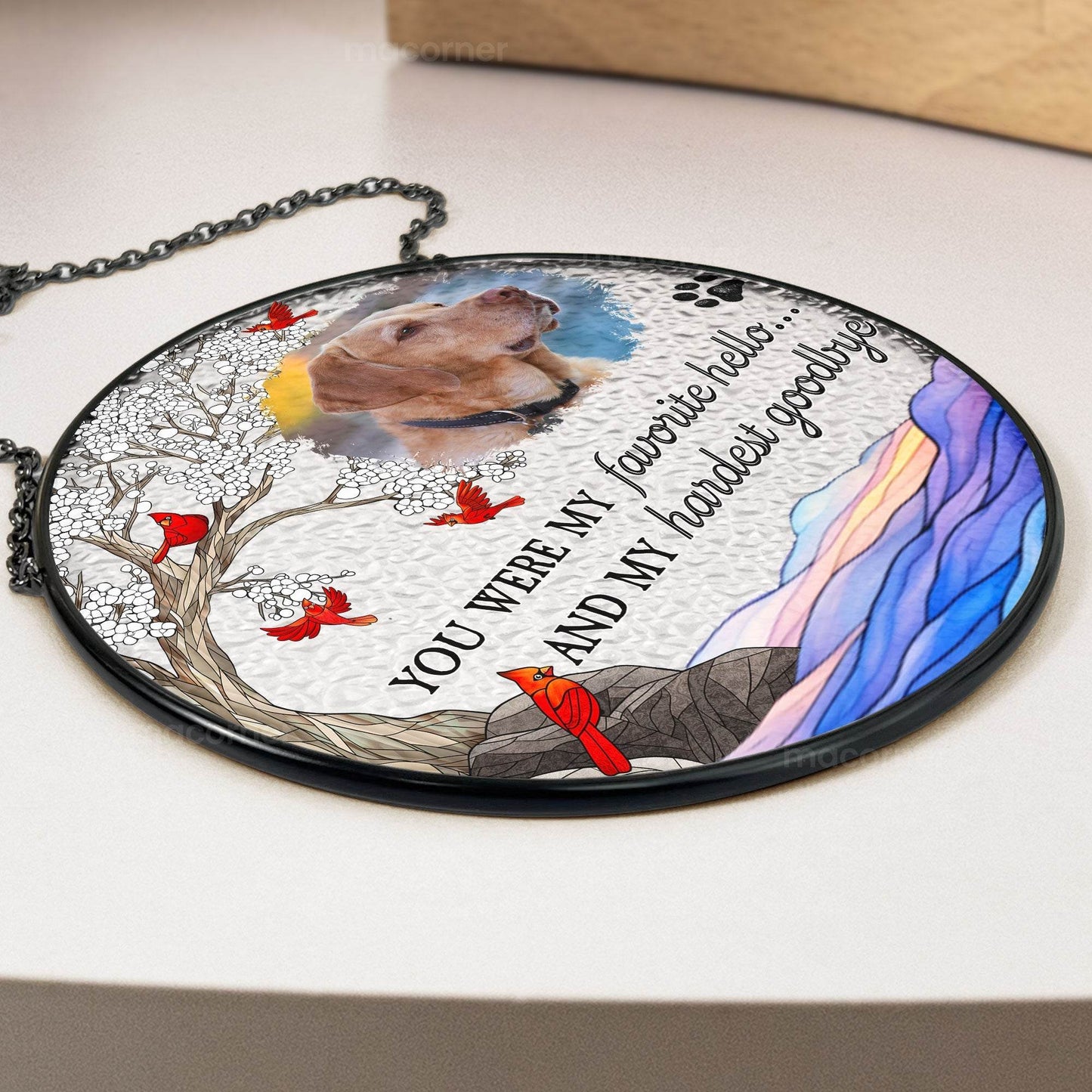 Pet Loss - Personalized Photo Stained Glass Window Hanging Suncatcher - WePrint