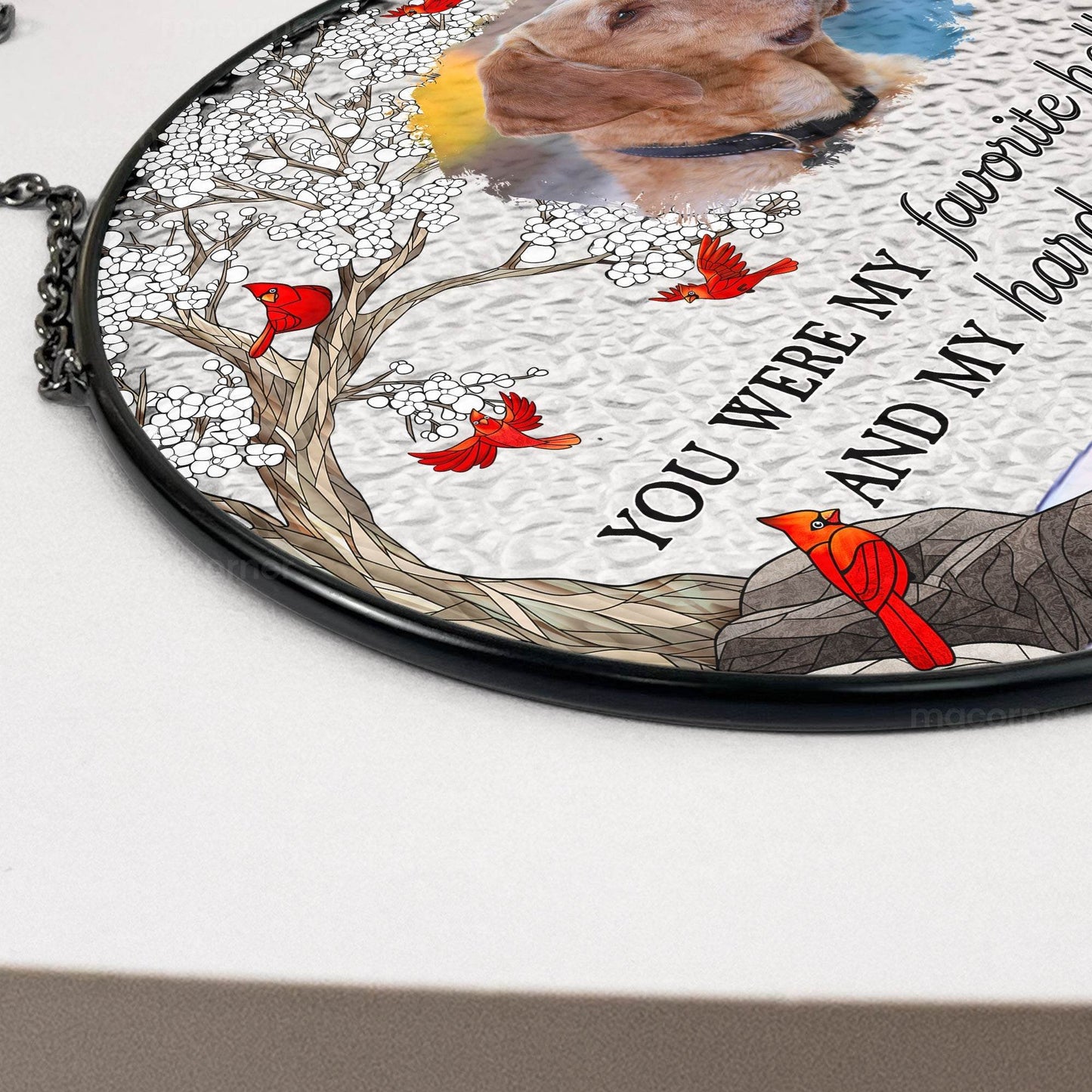 Pet Loss - Personalized Photo Stained Glass Window Hanging Suncatcher - WePrint