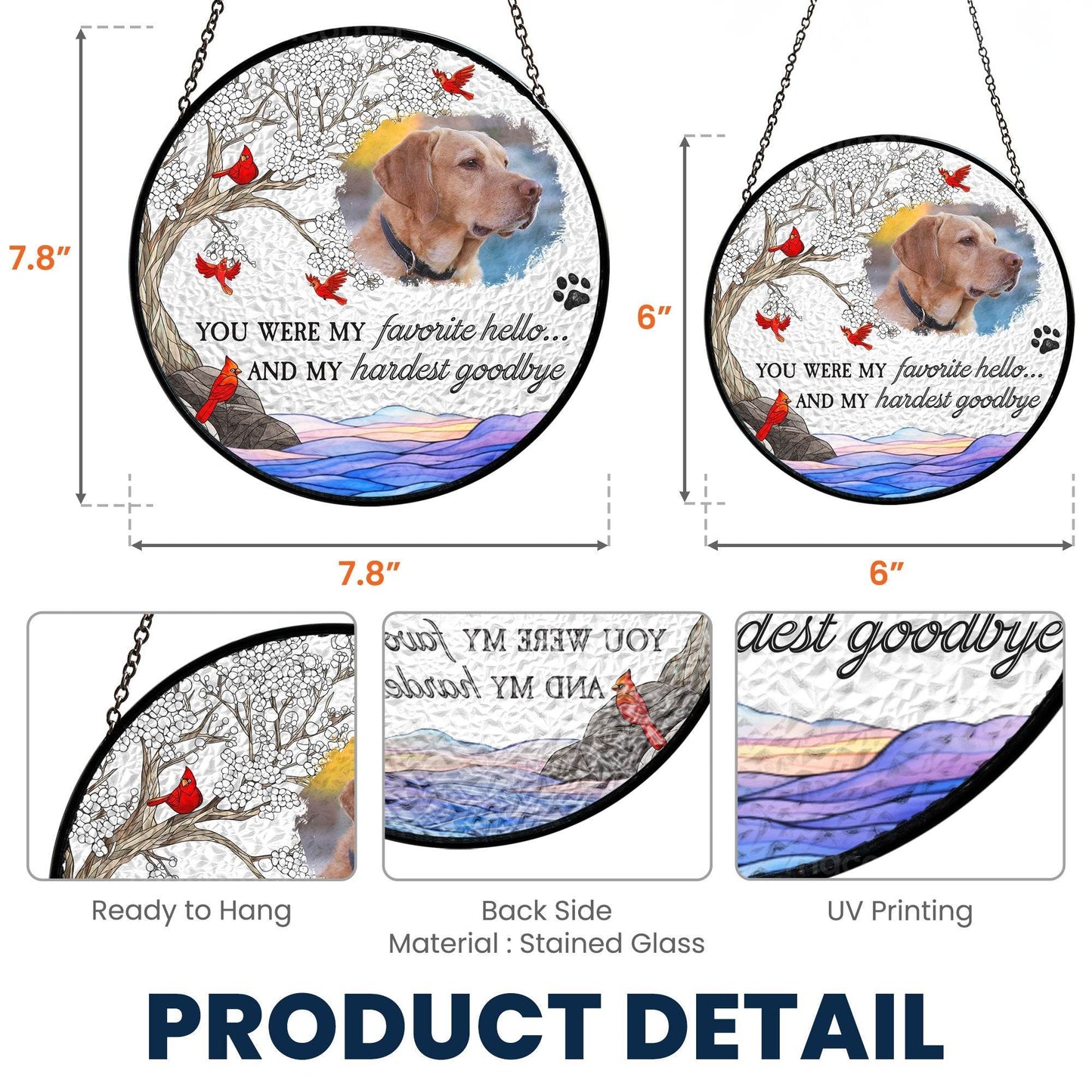 Pet Loss - Personalized Photo Stained Glass Window Hanging Suncatcher - WePrint
