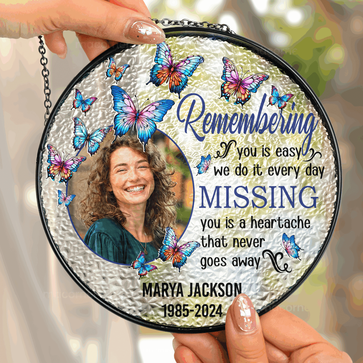 Remembering You - Personalized Photo Stained Glass Window Hanging Suncatcher - WePrint
