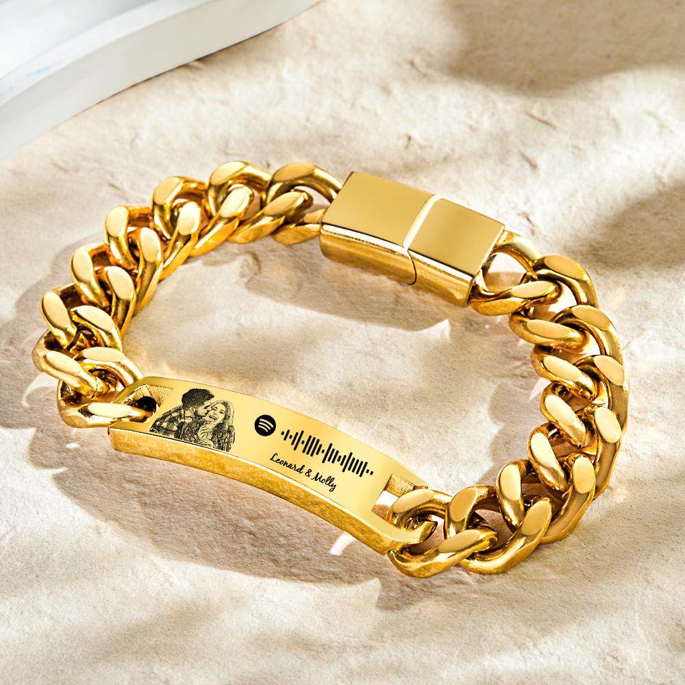 Personalized Spotify Code Bracelet with Your Photo Perfect Anniversary Gift for Him - WePrint