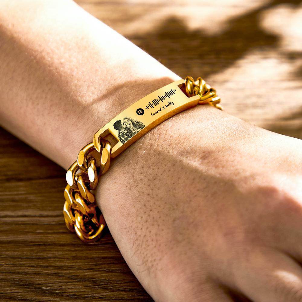 Personalized Spotify Code Bracelet with Your Photo Perfect Anniversary Gift for Him - WePrint