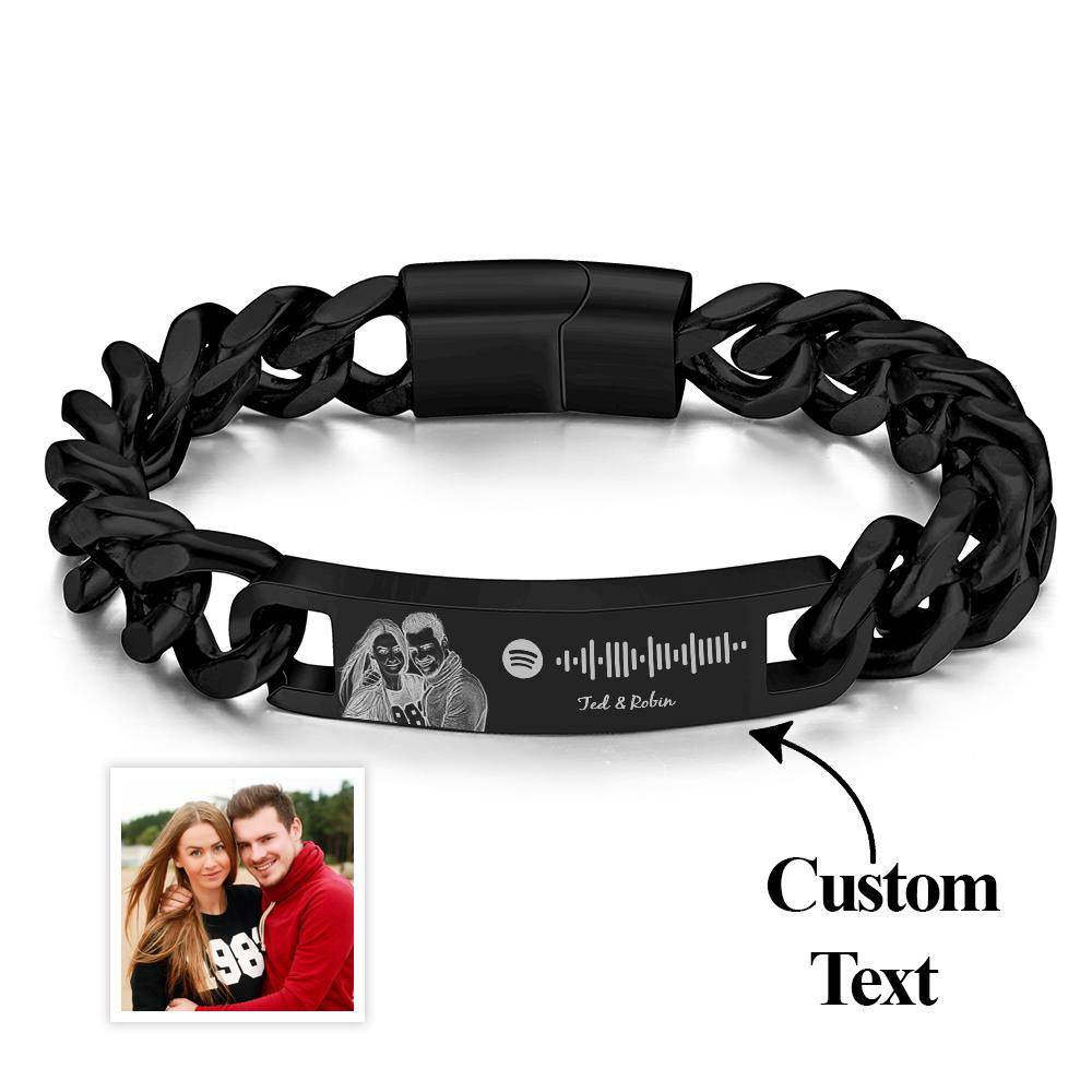 Personalized Spotify Code Bracelet with Your Photo Perfect Anniversary Gift for Him - WePrint