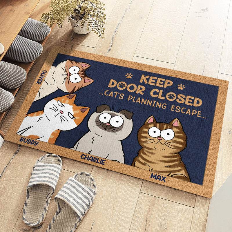 Don't Let The Cat Out No Matter What He Tells You - Cat Personalized Custom Home Decor Decorative Mat - House Warming Gift, Gift For Pet Owners, Pet Lovers - WePrint