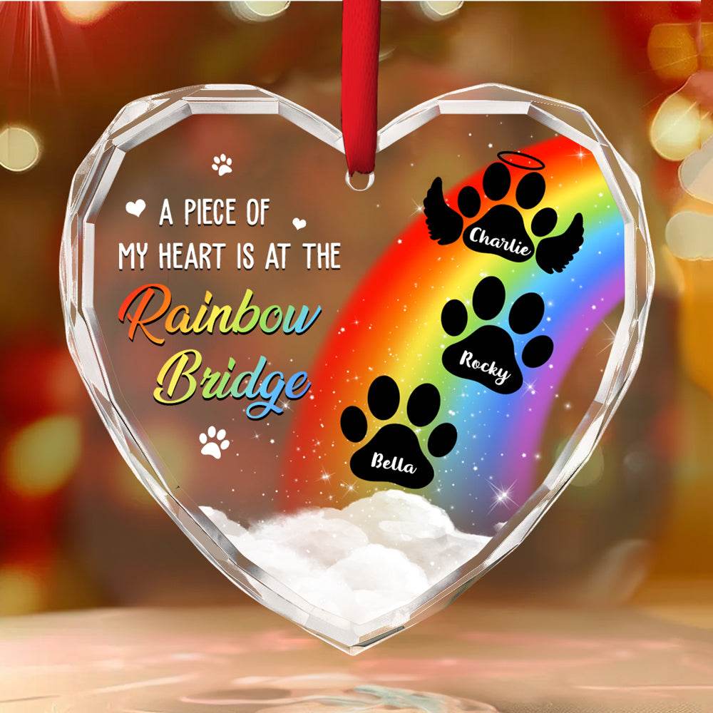 Piece Of Dog Mom Heart - Personalized Custom Glass Ornament - WePrint