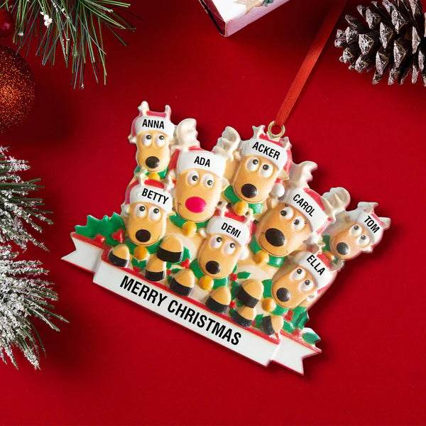 Custom Name Reindeer Family Xmas Ornament Personalized Christmas Decoration Gifts - WePrint