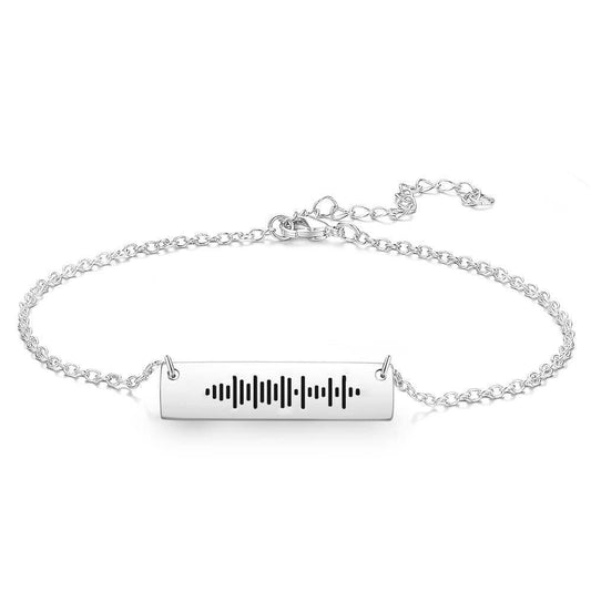 Scannable Code Custom Music Engraved Bar Anklet - WePrint