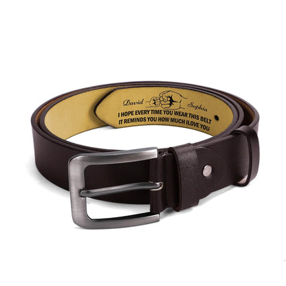 Engraved Leather Brown Belt - WePrint
