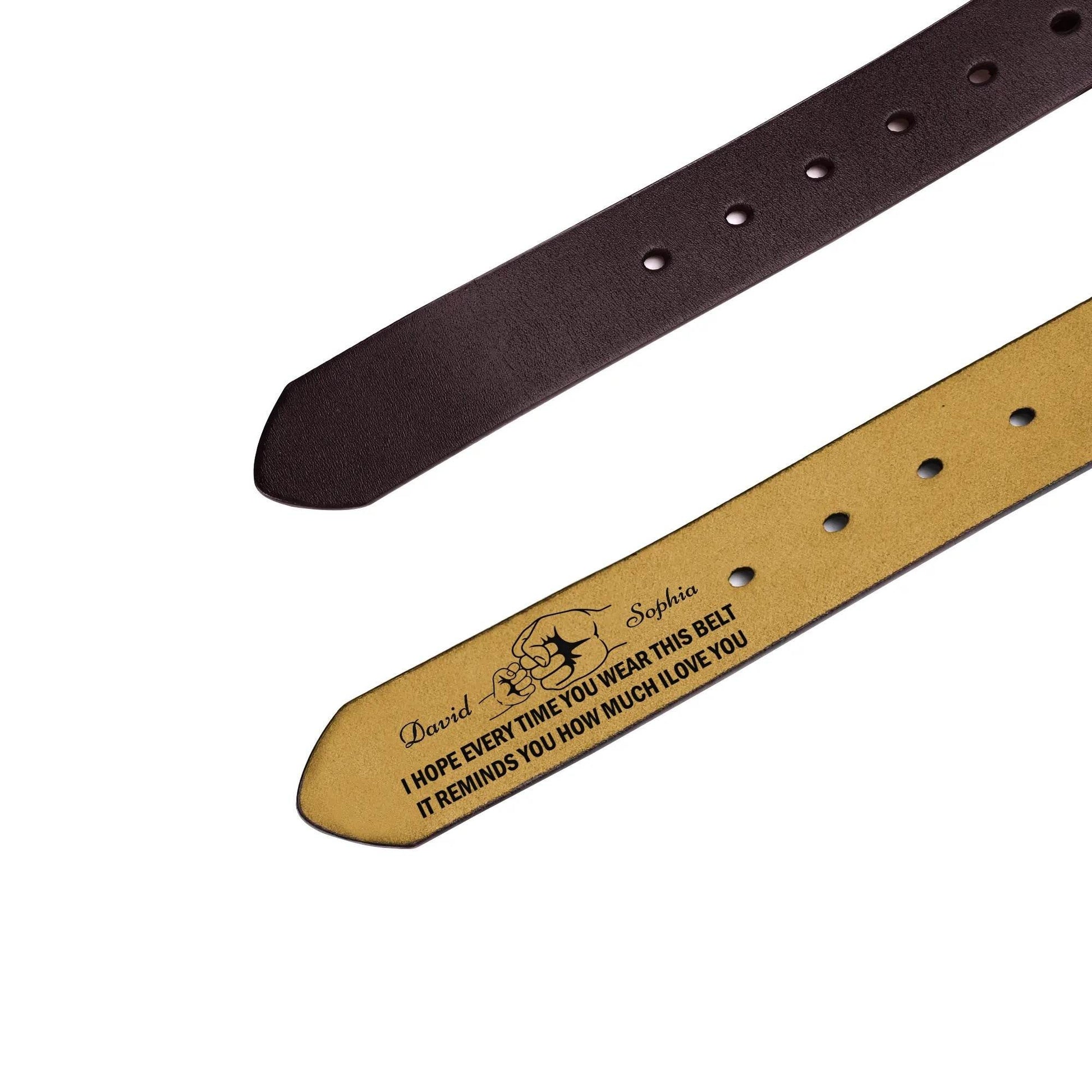 Engraved Leather Brown Belt - WePrint