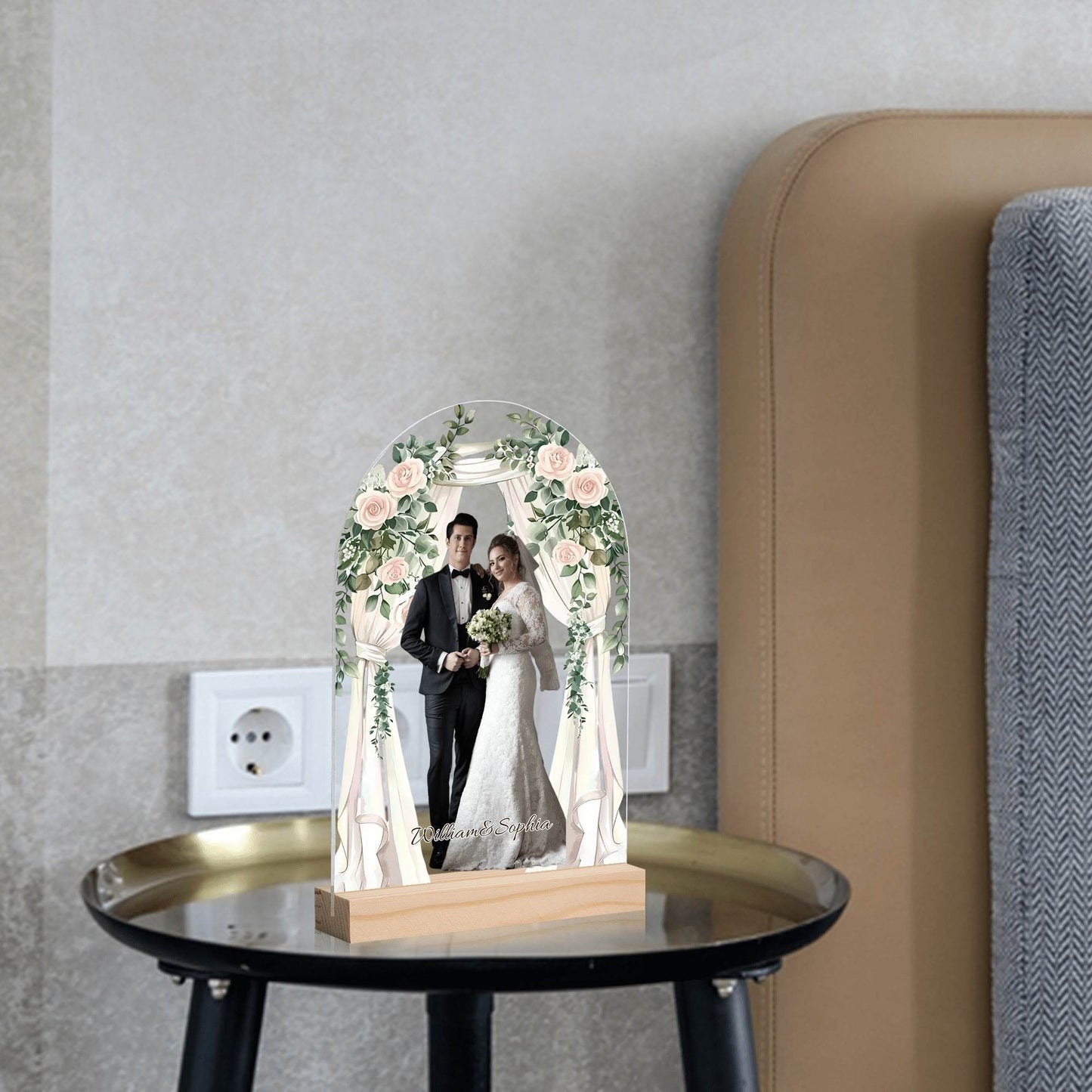 Arch Acrylic Table Sign with Wood Stand - WePrint