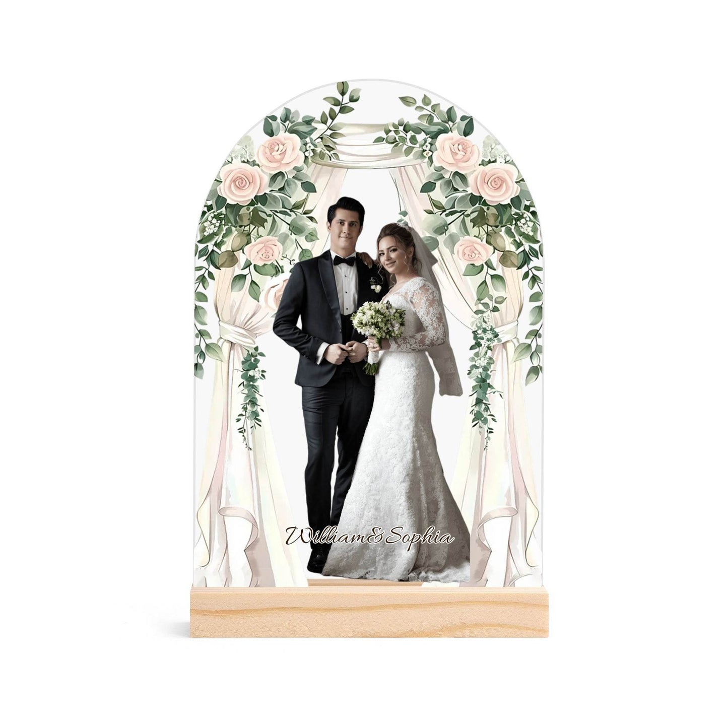 Arch Acrylic Table Sign with Wood Stand - WePrint