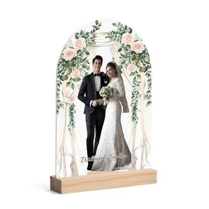 Arch Acrylic Table Sign with Wood Stand - WePrint