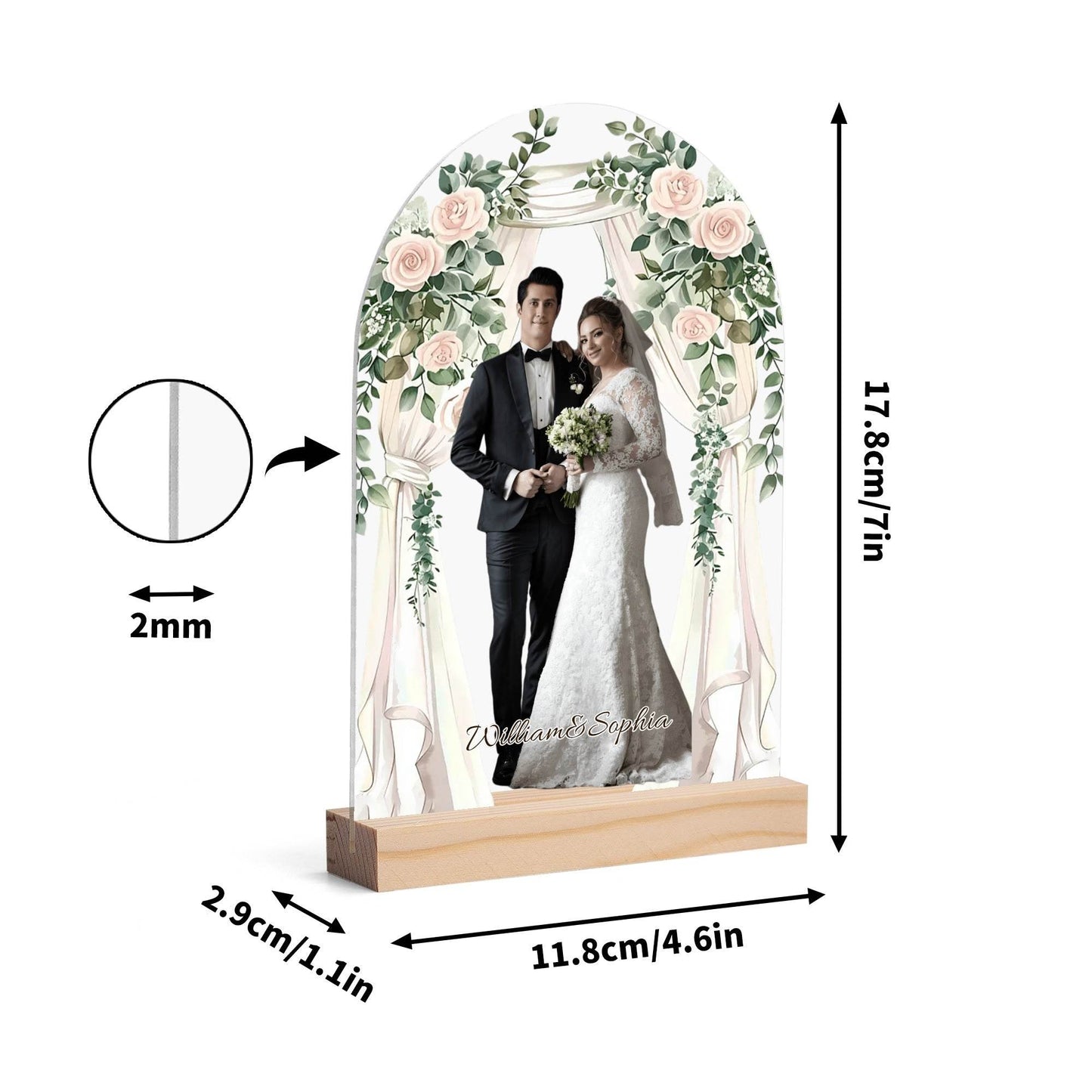 Arch Acrylic Table Sign with Wood Stand - WePrint