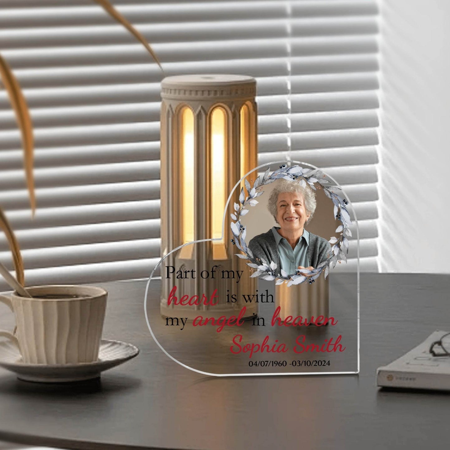 Heart Shaped Acrylic Keepsake Ornament - Photo and Text - WePrint