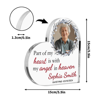 Heart Shaped Acrylic Keepsake Ornament - Photo and Text - WePrint