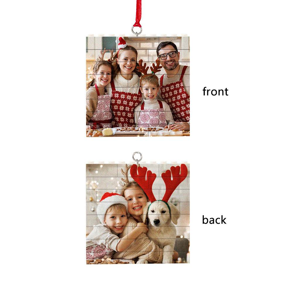 Personalized Building Brick Puzzle Photo Block Christmas Ornament - WePrint