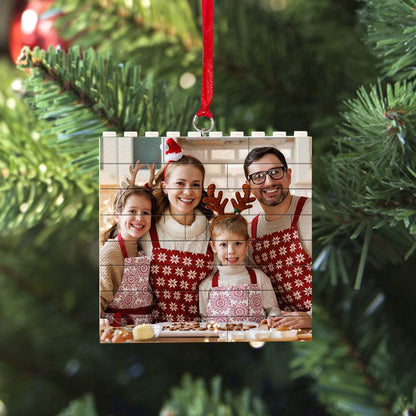Personalized Building Brick Puzzle Photo Block Christmas Ornament - WePrint