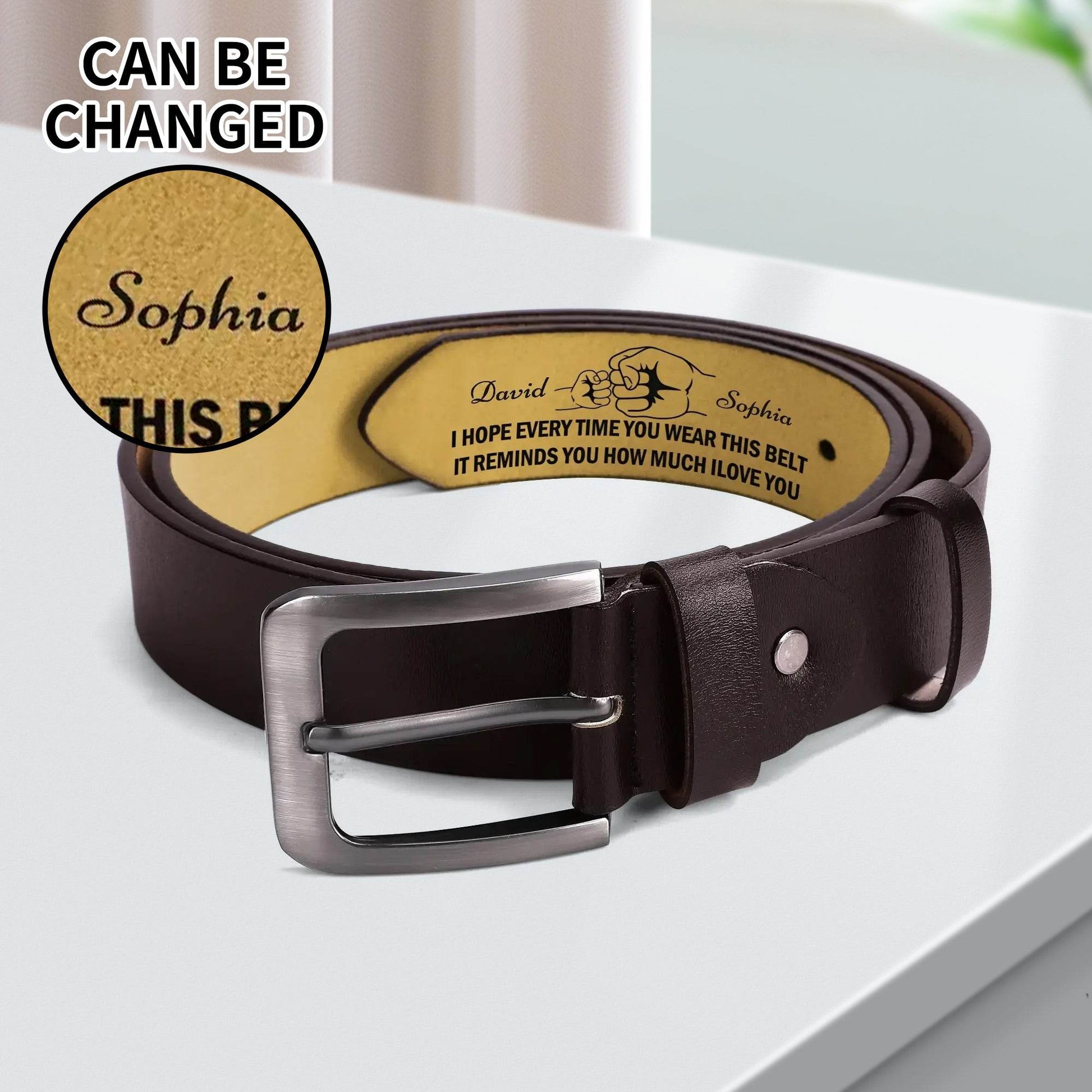 Engraved Leather Brown Belt - WePrint