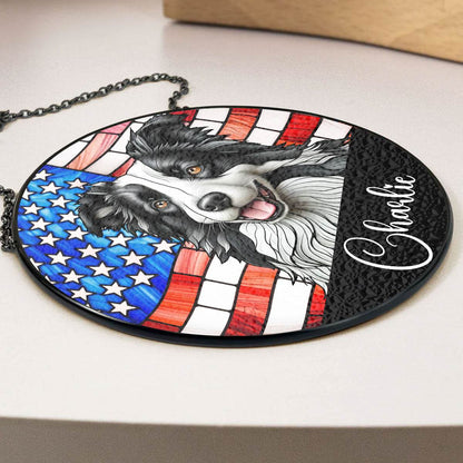 Portrait Dog America - Personalized Custom Window Hanging Suncatcher - WePrint