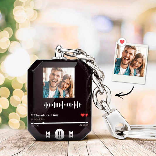 Engraved Scannable Code Crystal Keychains Custom Photo Music Keychain - WePrint