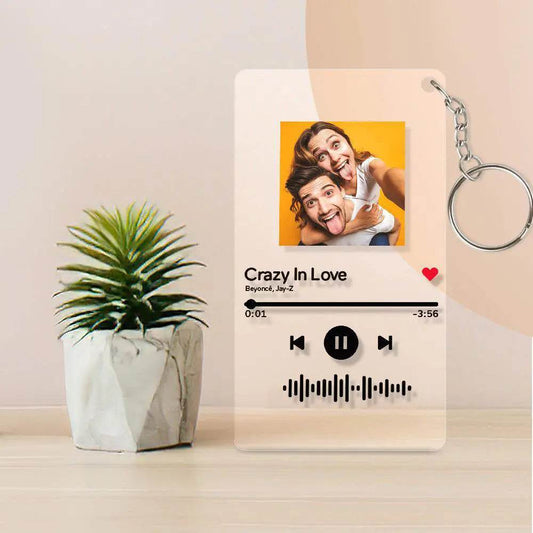 Scannable Code Music Song Plaque Keychains Custom Photo Acrylic Keychain - WePrint