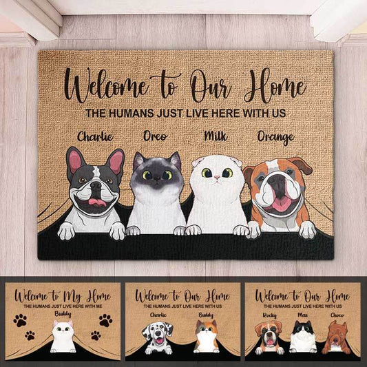 Welcome To The Pet Home - Funny Personalized Pet Decorative Mat, Doormat (Cat & Dog) - WePrint